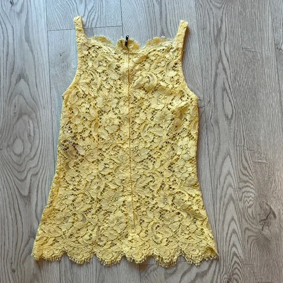 Dolce & Gabbana Yellow Lace Scallop Detail Sleeveless Blouse Sz 38/XS - Picture 5 of 8